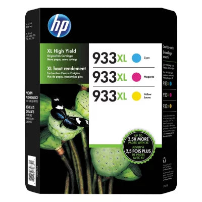 New, Pre-Owned - HP 933XL Cyan, Magenta, Yellow Ink Cartridge- 3 Pack