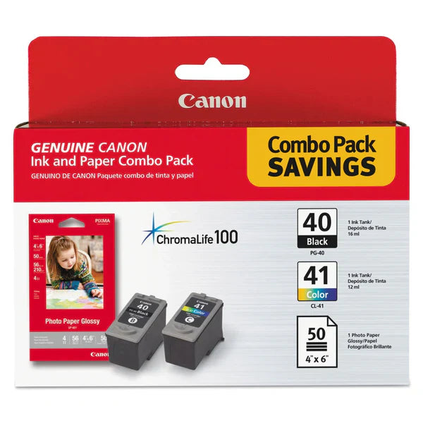 New, Pre-Owned - Canon PG-40 Black and Cl-41 Color Ink Cartridge, 0615B009