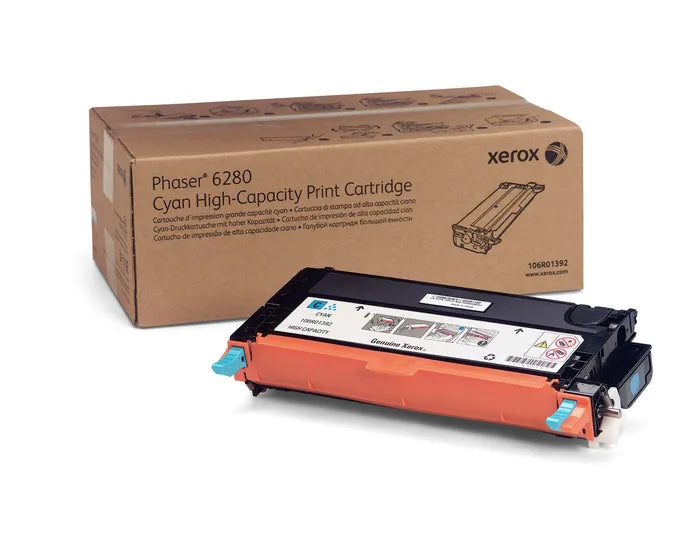 New, Pre-Owned - Xerox Phaser 6280 High Yield Cyan Toner Cartridge, 106R01392