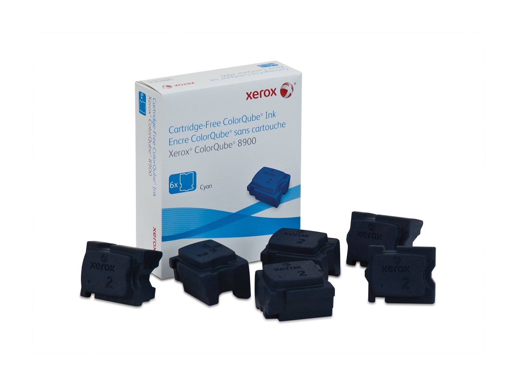 New, Pre-Owned - Xerox ColorQube Ink Cyan, ColorQube 8900 (6 Sticks), 108R01014