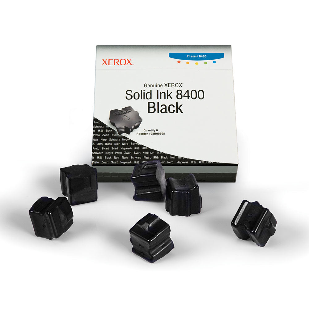 New, Pre-Owned - Xerox Solid Ink 8400 Black (6 sticks) (108R00608)