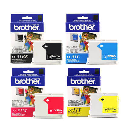 New, Pre-Owned - Brother LC51 Black, Cyan, Magenta & Yellow Ink Cartridge