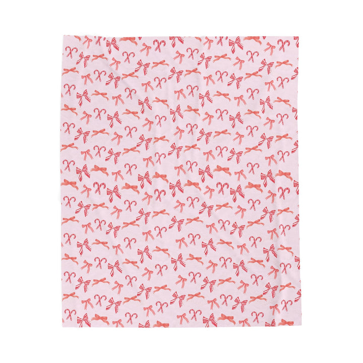 Preppy Bows & Candy Cane Velveteen Blanket
