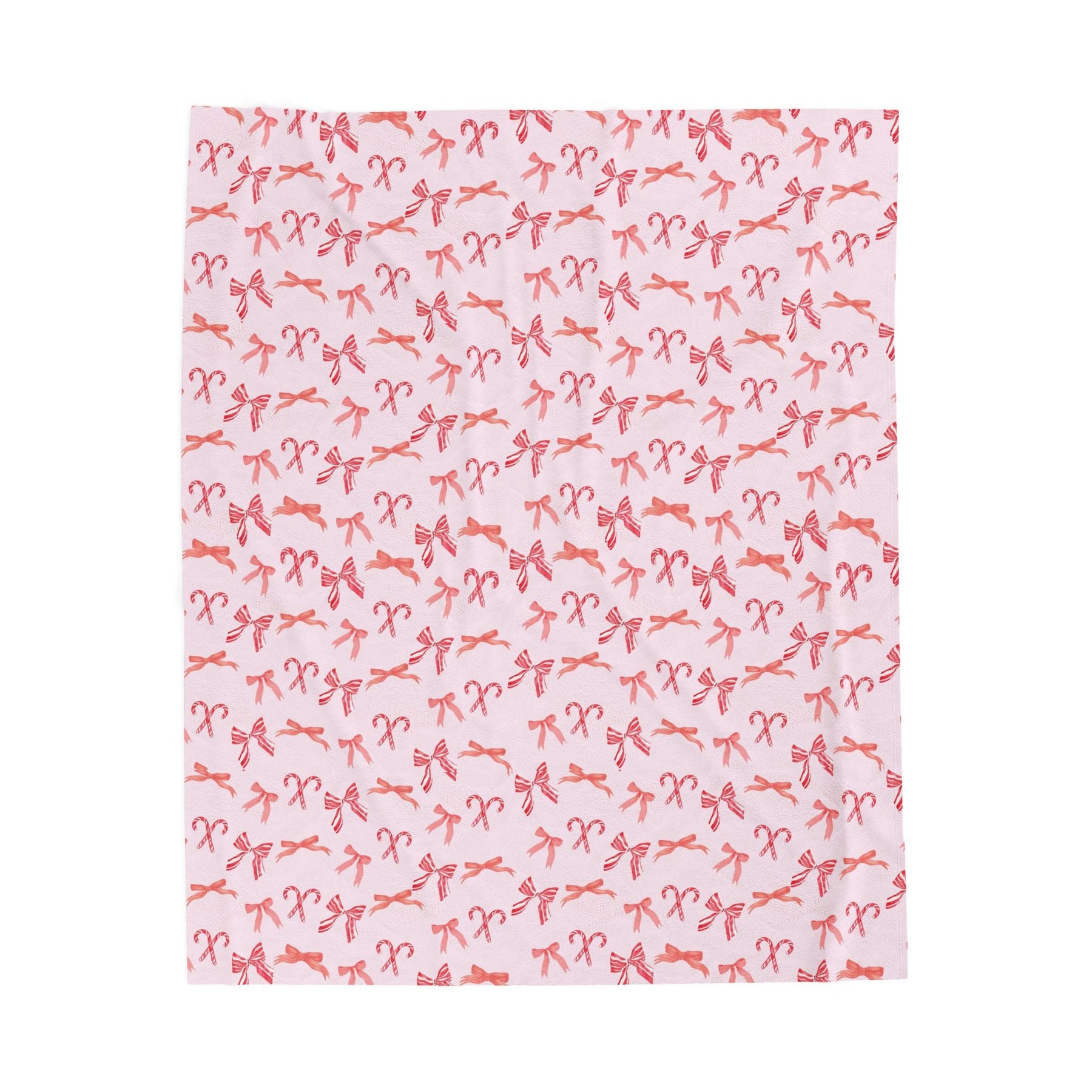 Preppy Bows & Candy Cane Velveteen Blanket
