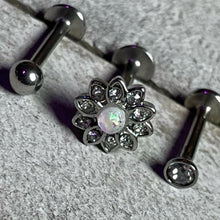 16G 5/16 White Faux Opal Flower Labret Set of 3