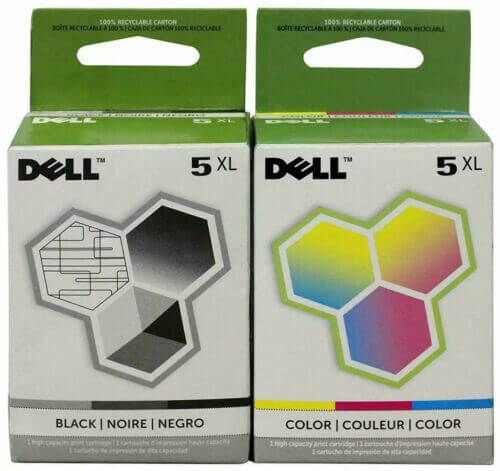 New, Pre-Owned - Dell 5XL Black & Color M4640 & M4646 Ink Cartridge-Combo Pack