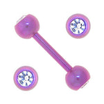 Solid Titanium Double Gem Pink Barbell 5/16-4mm
