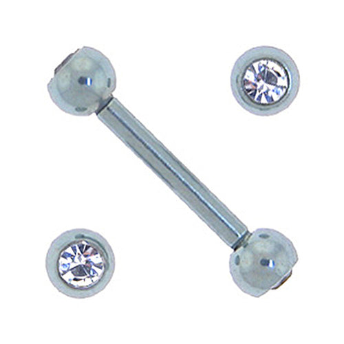 Solid Titanium Double Gem Light Purple Barbell 5/16-3mm