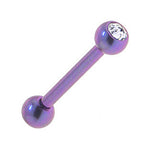Solid Titanium Double Gem Purple Barbell 3/8-3mm