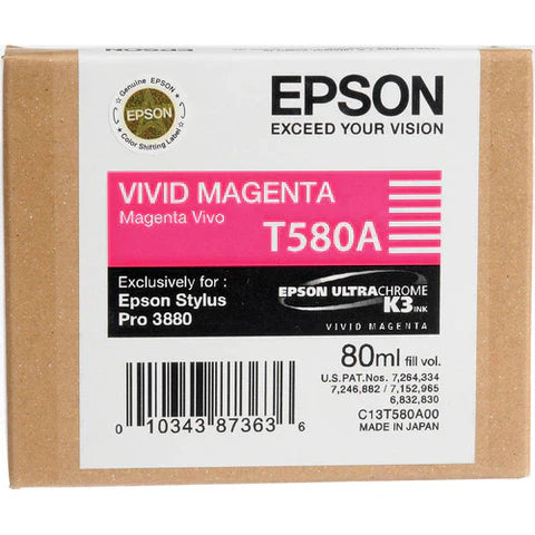 New, Pre-Owned - Epson T580A Vivid Magenta 80ml Ink Cartridge