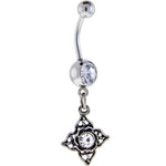 Full Bloom Crystalline Gem Dangle Belly Ring