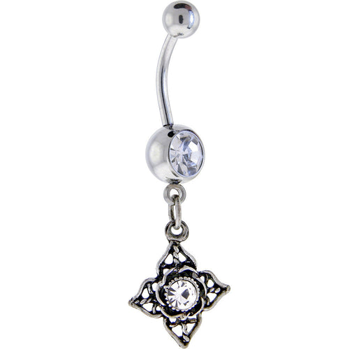 Full Bloom Crystalline Gem Dangle Belly Ring