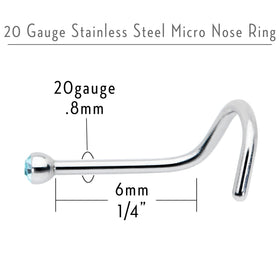 Aqua Gem MICRO Nose Ring Twister
