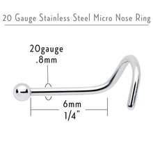 20G Stainless Steel 2mm Ball Nose Screw
