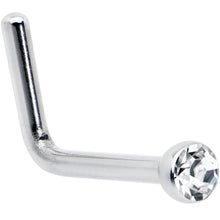 20G Stainless Steel Clear Gem Micro Nose Ring L-Shaped