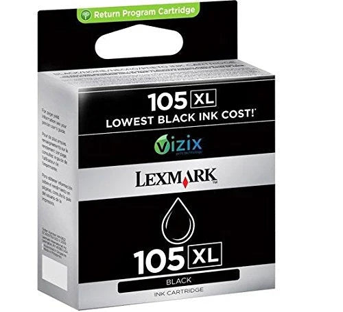 New, Pre-Owned - Lexmark 105XL High-Yield Black Inkjet Cartridge, 14N0822