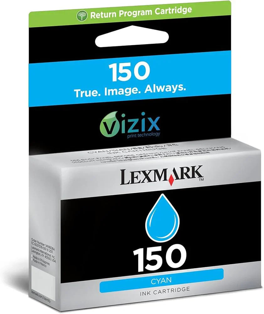 New, Pre-Owned - Lexmark 150 Standard Yield Cyan Inkjet Cartridge, 14N1608