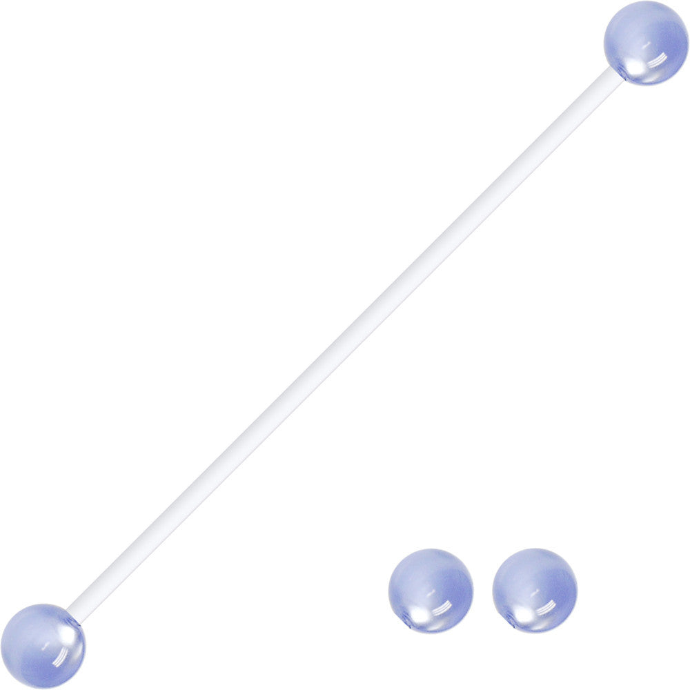 Pregnant Belly Button Ring With Light Blue UV Ends