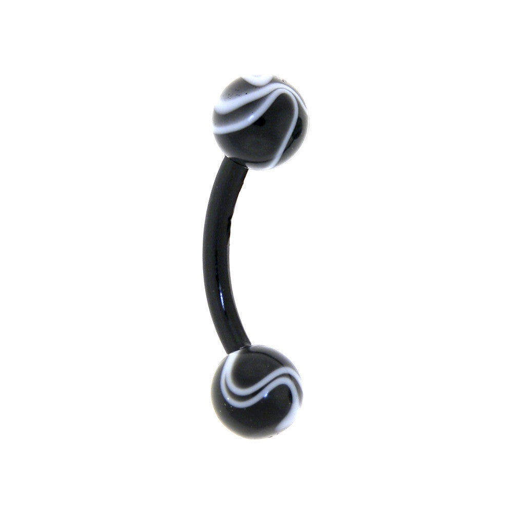 Bioplast Black Marble Eyebrow Ring