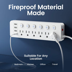 10-in-1 Multi-Outlet Power Strip – 6 AC, 3 USB-A, 1 Type-C