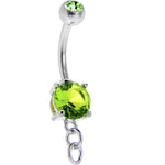 Peridot Green Double Gem Prong Set Add On Charm Belly Ring