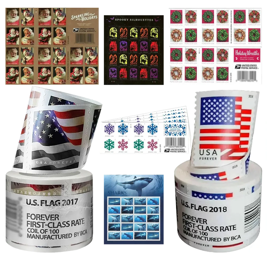 Mystery USA Forever Postage Stamps Assortment Bundle - 100 Count