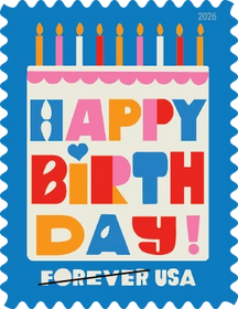 2026 Happy Birthday Forever postage stamps, alternate product view 2