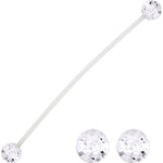 Pregnant Belly Button Ring With Clear Glitter UV Ends