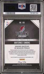 2018 Panini Instant #135 Anfernee Simons Autograph-Black 1/1 PSA 8