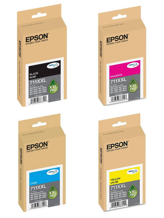 New, Pre-Owned - Epson 711XXL Extra High Capacity Ink Cartridge Complete Color Set