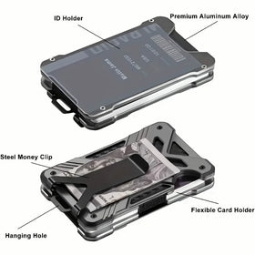 RFID Aluminum Money Clip Wallet – Ultra-Thin, Holds 15 Cards