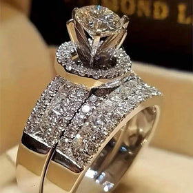 2-Piece Set: Elegant Square Cubic Zirconia Rings