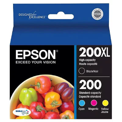 New, Pre-Owned - Epson 200XL BK/ 200 CLR Ink Cartridge, 4-PK