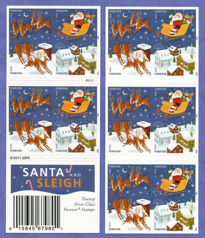 2012 Santa and Sleigh Christmas Forever postage stamps, 20 or 100 count