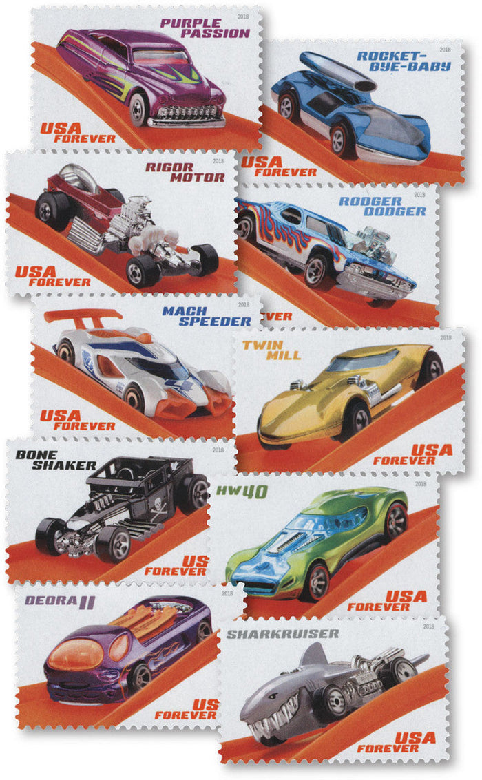 2018 Hot Wheels Forever postage stamps, 20 or 100 count