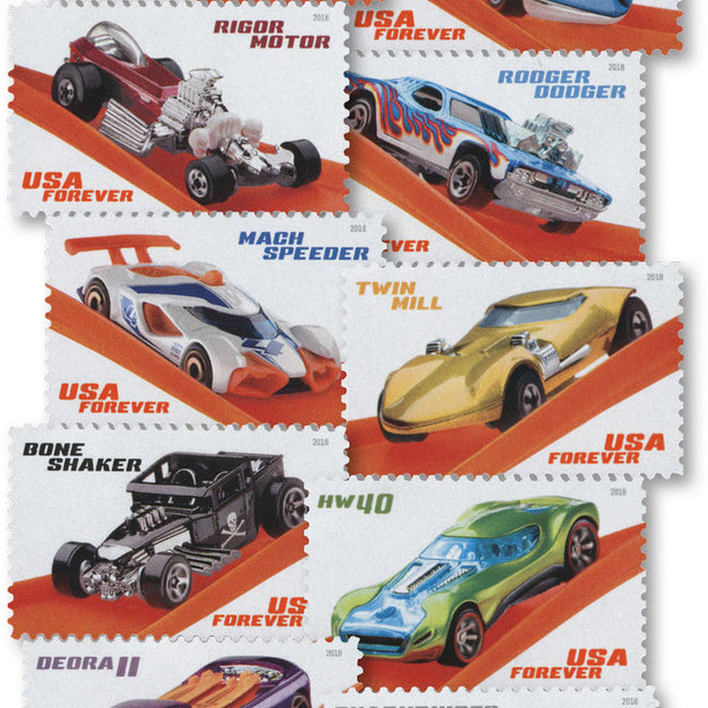 2018 Hot Wheels Forever postage stamps, available in 20 or 100 count options