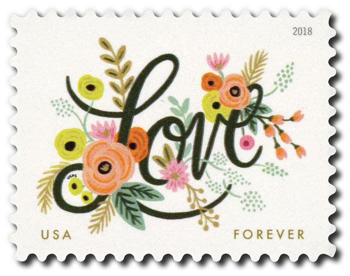 2018 Love Flourishes Forever postage stamps, 20 or 100 count