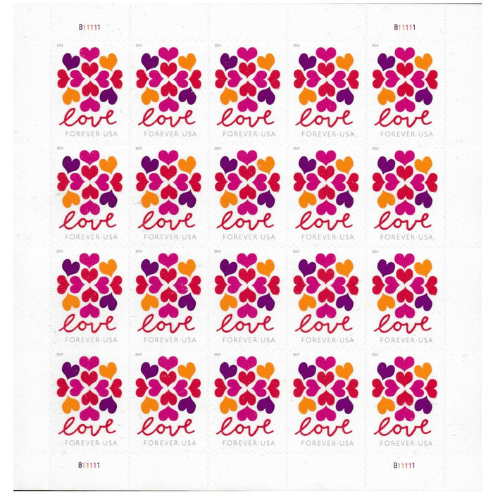 2019 Hearts Blossom LOVE Forever postage stamps, 20 or 100 count