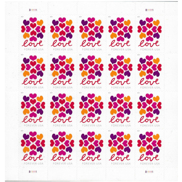 2019 Hearts Blossom LOVE Forever postage stamps, 20 or 100 count