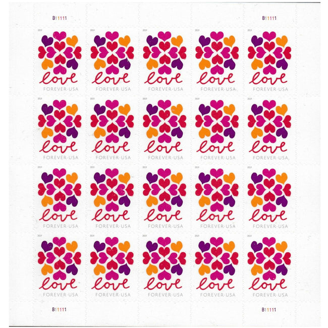 2019 Hearts Blossom LOVE Forever postage stamps, 20 or 100 count