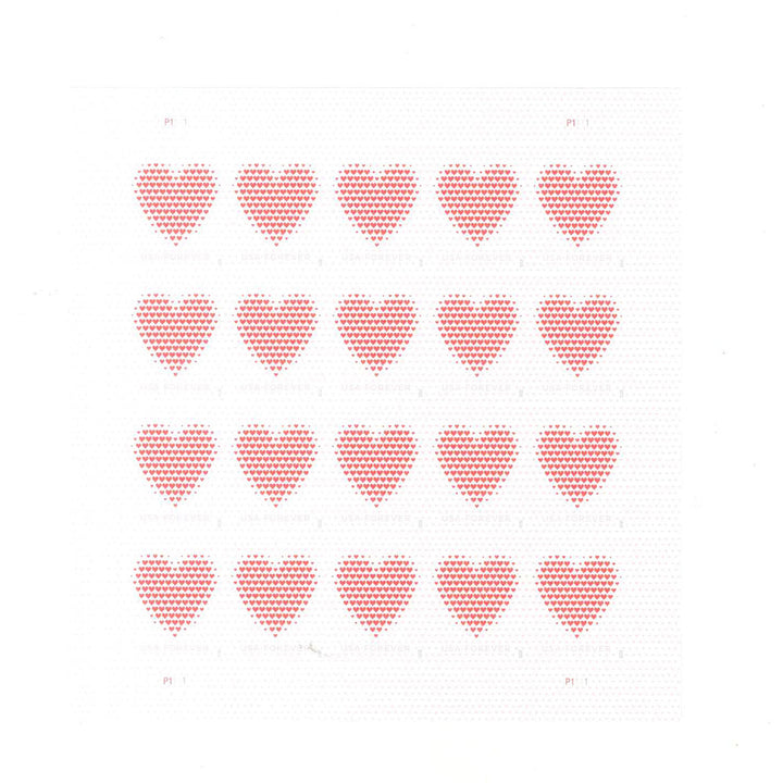2020 Made of Hearts LOVE Forever postage stamps, 20 or 100 count