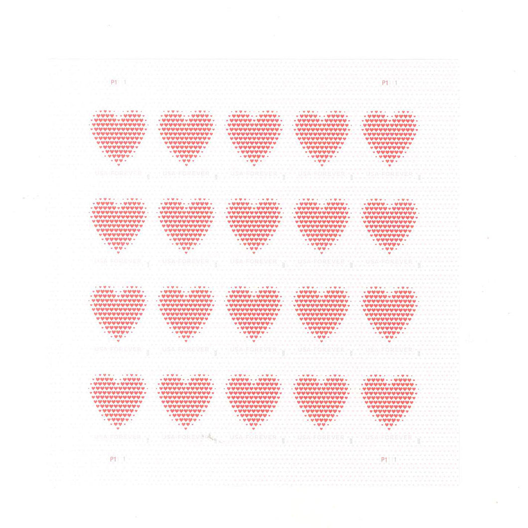 2020 Made of Hearts LOVE Forever postage stamps sheet of 20