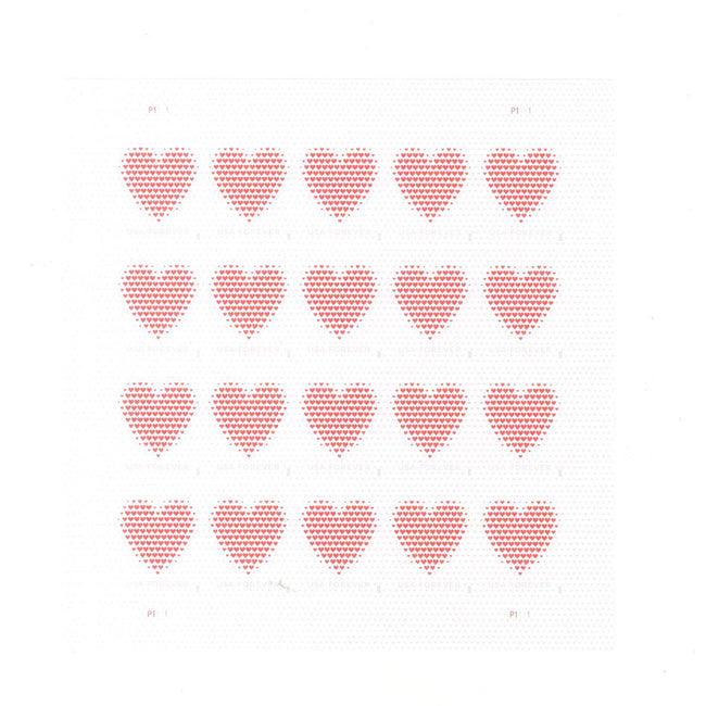 2020 Made of Hearts LOVE Forever postage stamps, 20 or 100 count