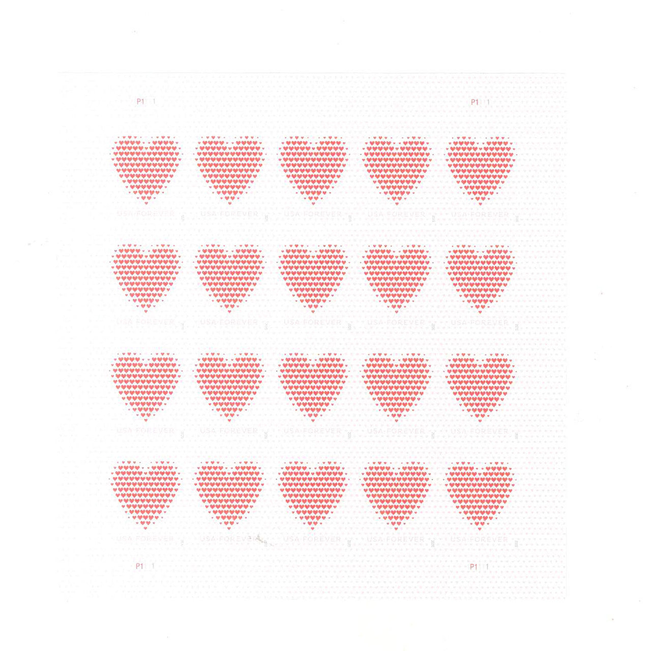2020 Made of Hearts LOVE Forever stamps, available in 20 or 100 count options