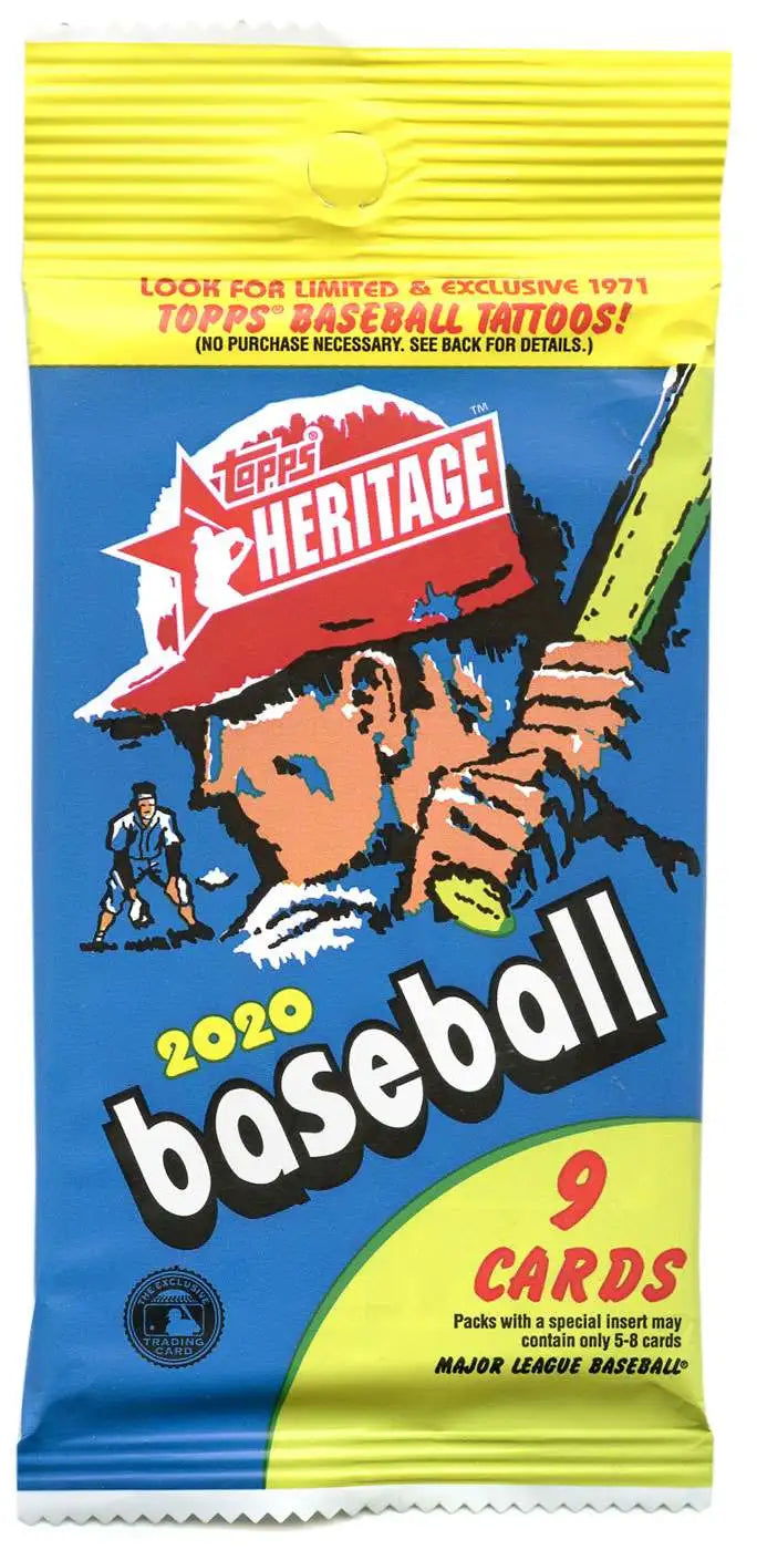 2020 Topps Heritage Baseball Hobby Pack (9 Cards)