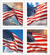 2024 U.S. Flags Forever postage stamps coil of 100 — official USPS issue artwork