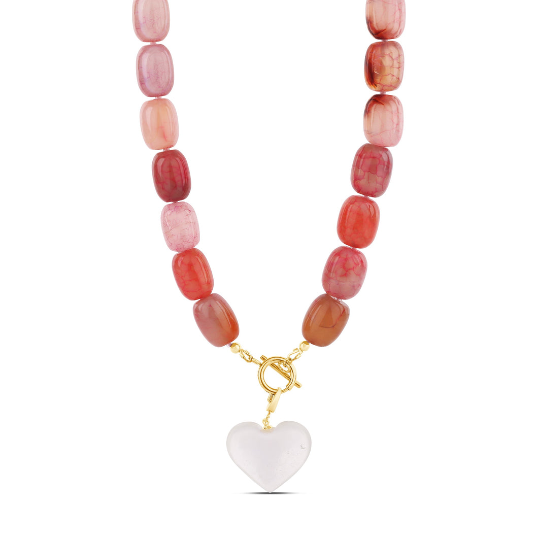 Pink Removable Crystal Heart Necklace