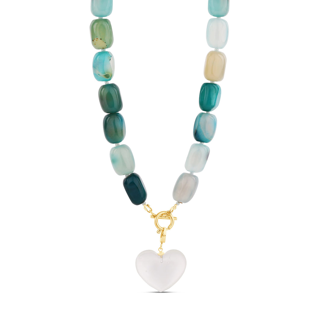 Blue Removable Crystal Heart Necklace