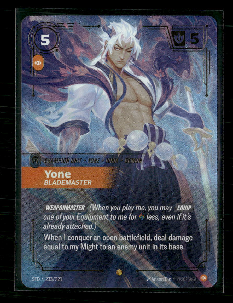 Yone, Blademaster #233/221 Holofoil Showcase - Riftbound Spiritforged