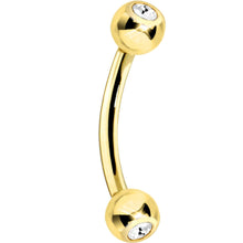 Solid 14k Yellow GOLD Cubic Zirconia Eyebrow Ring 16G 5/16 3mm